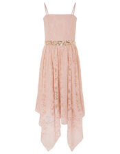 Lace Hanky Hem Prom Dress, Pink (PINK), large