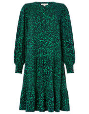 Hulia Printed Jersey Smock Dress with Organic Cotton, Blue (NAVY), large