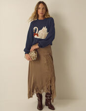 Sian Swan Crew Neck Jumper, Blue (NAVY), large