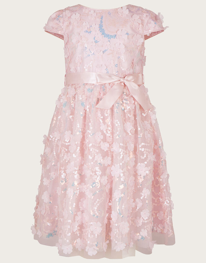 Zahara Sequin 3D Flower Dress, Pink (PINK), large