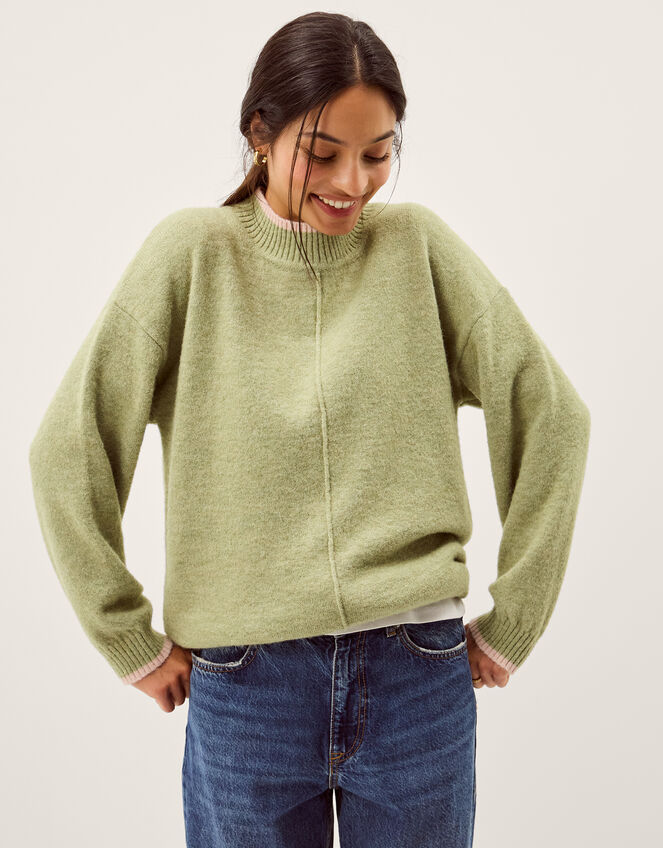 Tori Oversized Tipped Jumper, Green (PALE GREEN), large