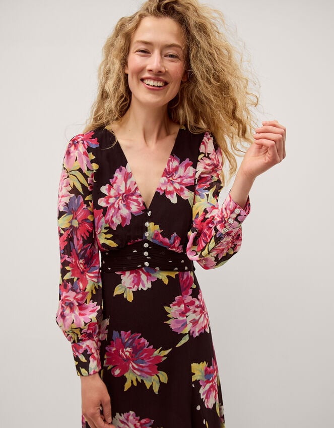 Kiri Floral Print Maxi Dress, Black (BLACK), large