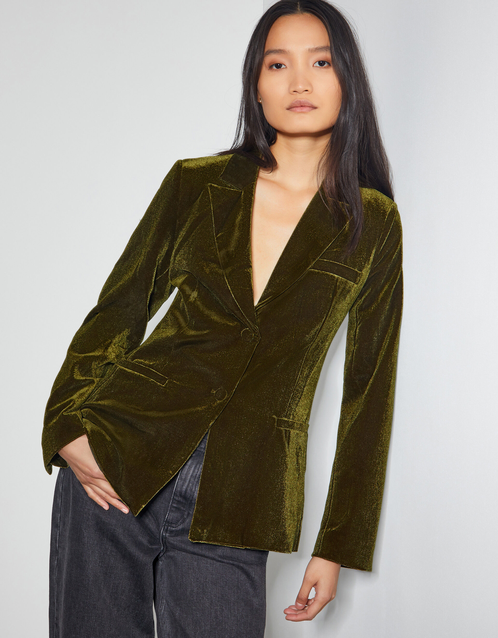 Olive velvet blazer store