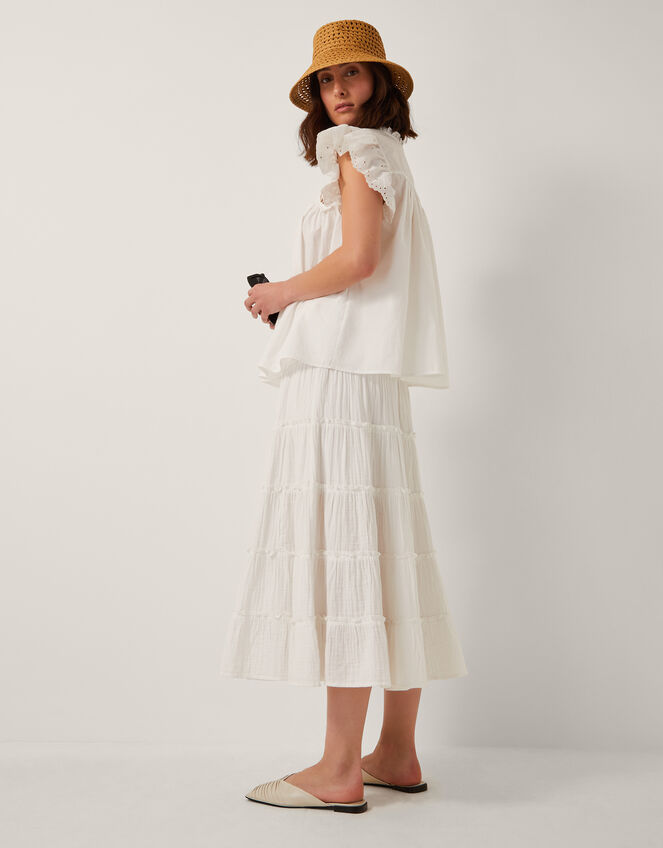 Ginny Tiered Maxi Skirt, Ivory (IVORY), large