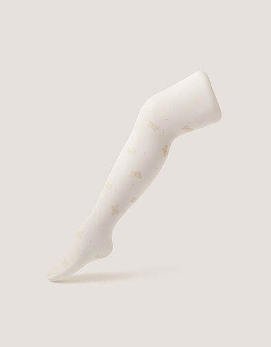 Polka Dot Butterfly Tights, White (WHITE), large