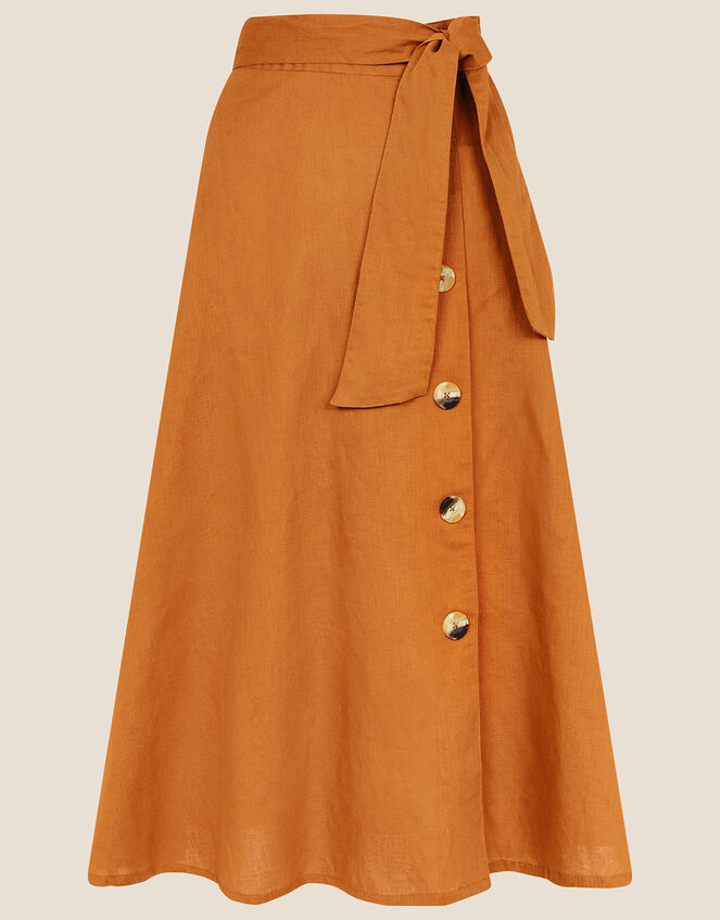 Mock Button Midi Skirt, Camel (CARAMEL), large