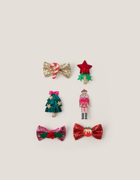 6-Pack Festive Hair Clips, , large