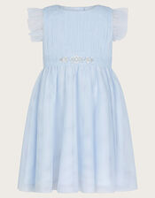 Baby Penelope Embellished Belt Tulle Dress, Blue (BLUE), large