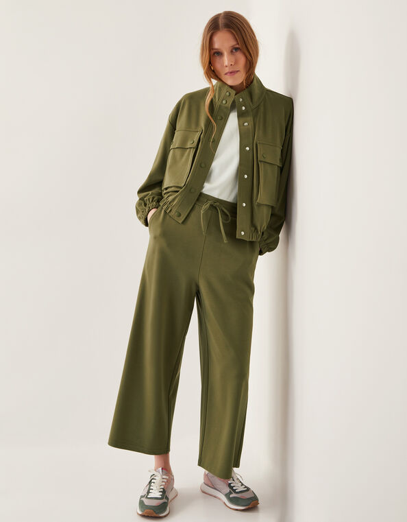 Jo Jersey Culotte Pants, Green (KHAKI), large