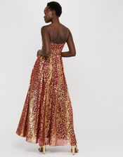 Odeya Animal Foil Print Maxi Dress, Red (RED), large
