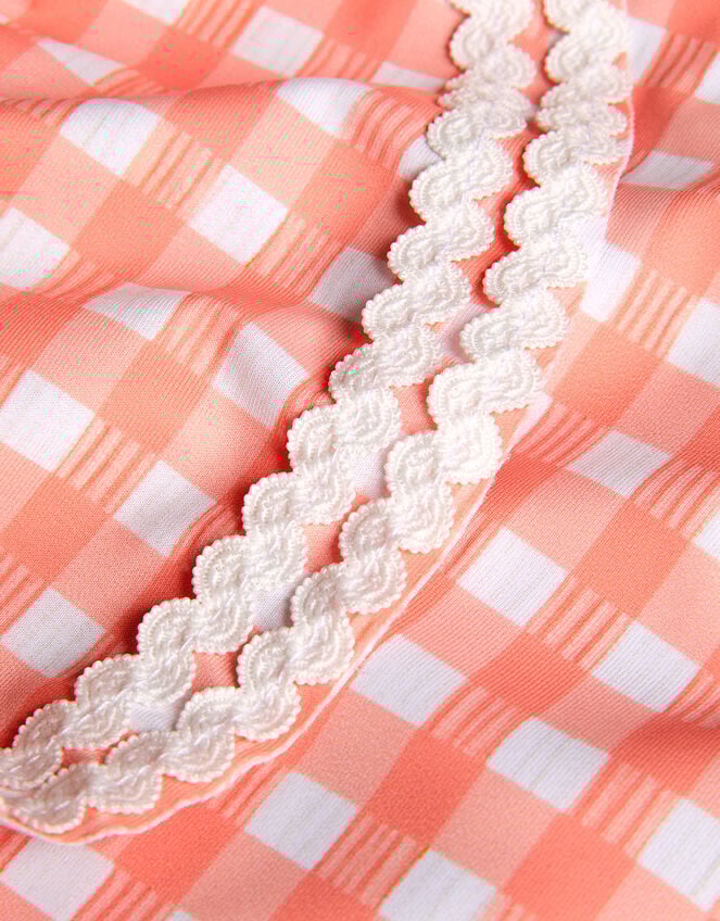 Gingham Ruffle Swimsuit, Orange (ORANGE), large