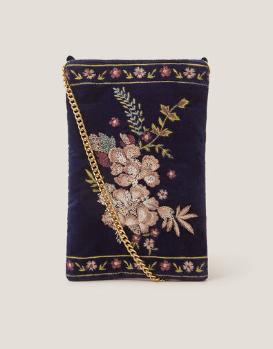 Fallon Floral Embroidered Velvet Phone Bag, , large