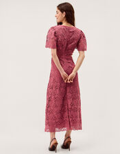 Regina Short Sleeve Lace Midi Dress, Pink (ROSE), large