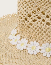 Daisy Chain Floppy Straw Hat, Ivory (IVORY), large