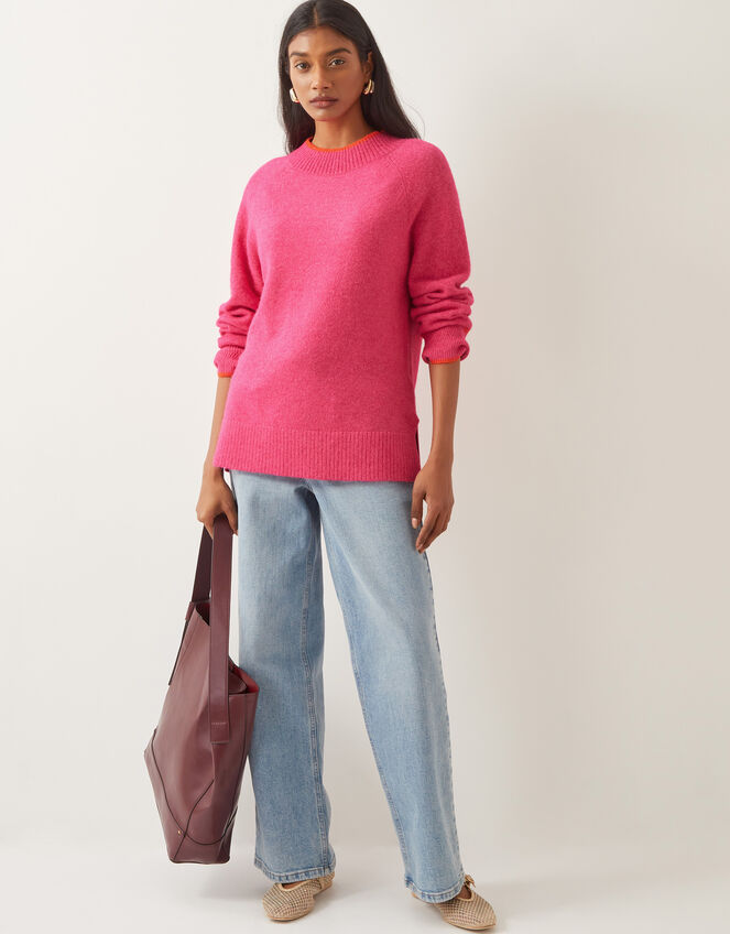 Oti Oversized Mock Neck Sweater, Pink (PINK), large