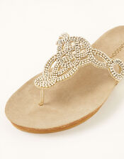 Beaded Toe-Post Sandals, Gold (GOLD), large