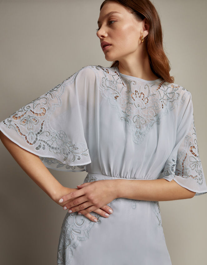 Tatiana Angel Sleeve Embellished Maxi Dress, Blue (PALE BLUE), large