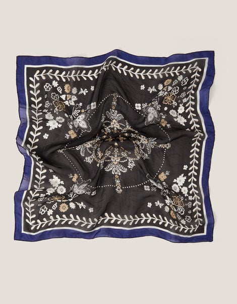 Sammi Square Medallion Silk Scarf, , large