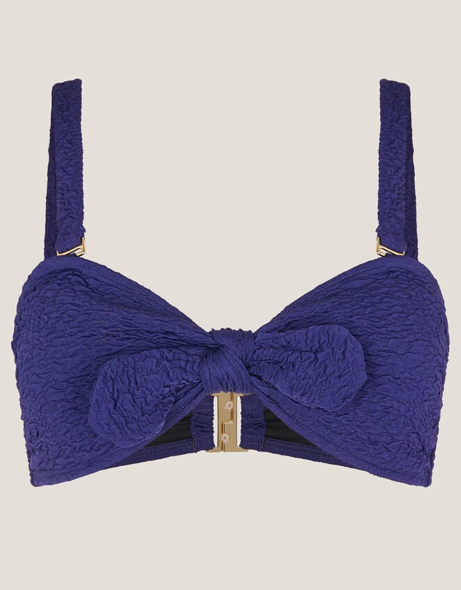 Kyla Tie Front Bandeau Bikini Top, Blue (NAVY), large