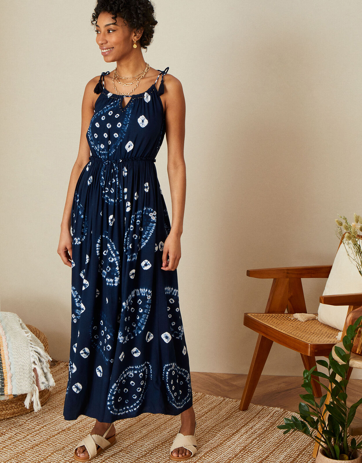 ARTISAN STUDIO Tie Dye Print Cami Dress Blue