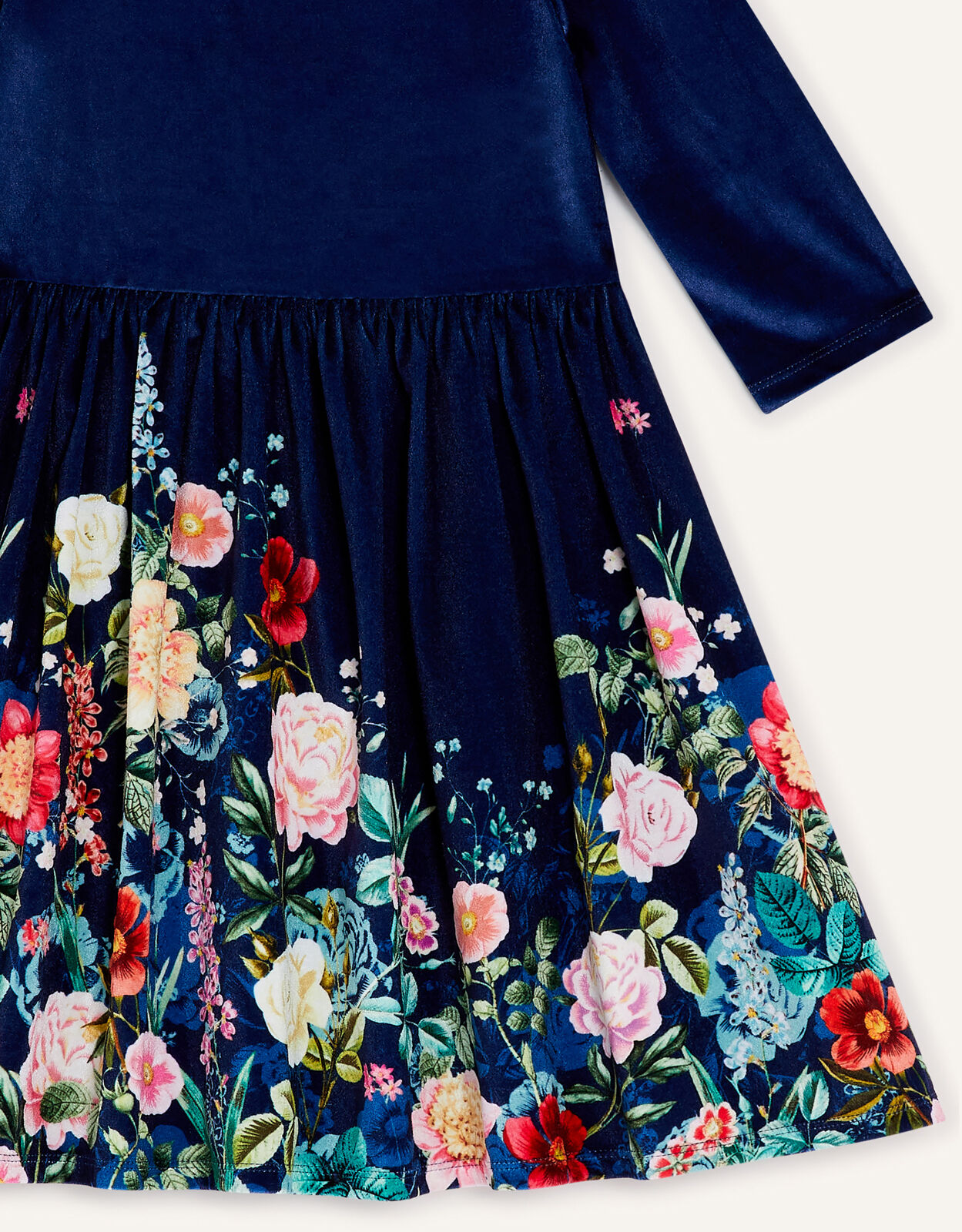 Botanical Print Velvet Dress Blue Girls Dresses Monsoon Global