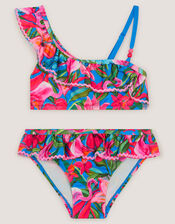 Flamingo Asymmetrical Frill Bikini Set, Blue (BLUE), large