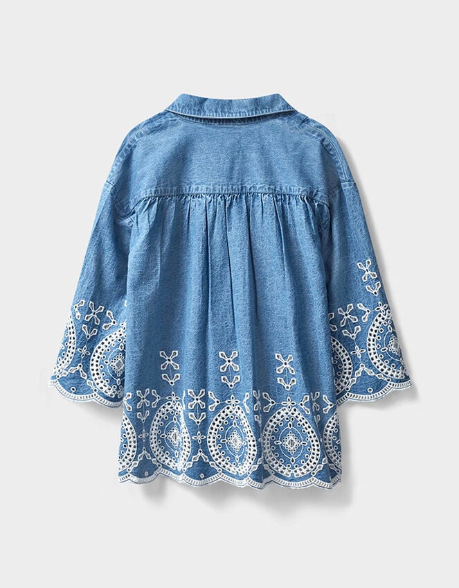 East Coralie Denim Broderie Shirt , Blue (BLUE), large