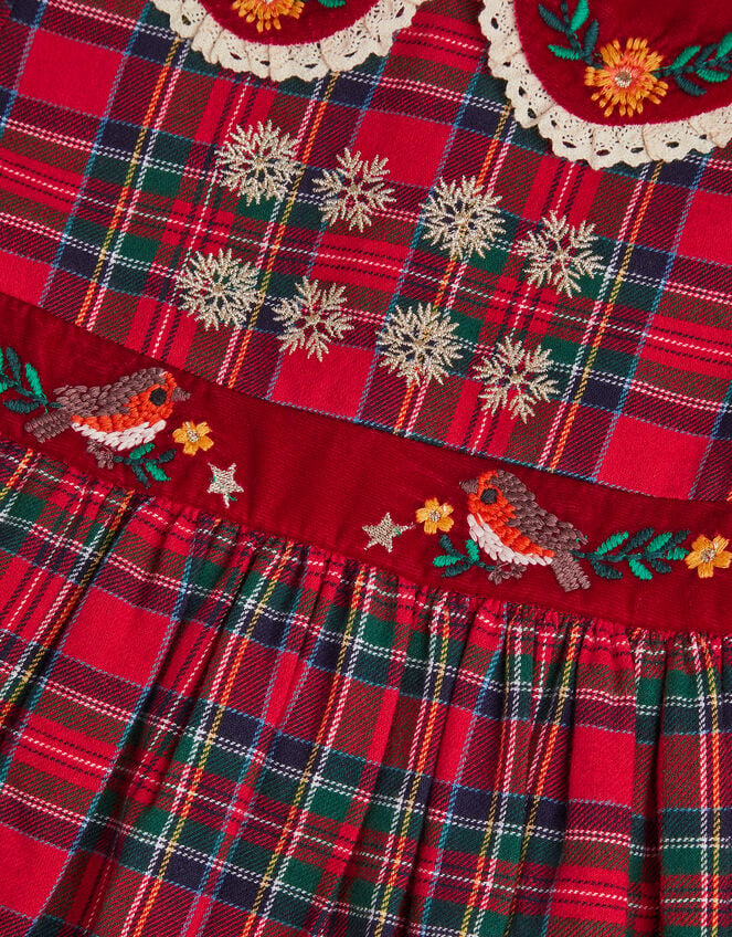 Baby Robin Tartan Print Christmas Dress, Red (RED), large