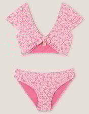 Floral Jacquard Short Sleeve Swim Set, Pink (PINK), large