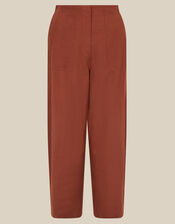 Joanie Linen Blend Barrel Trousers, Orange (RUST), large
