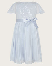Angel Pleat Sequin Dress, Blue (PALE BLUE), large