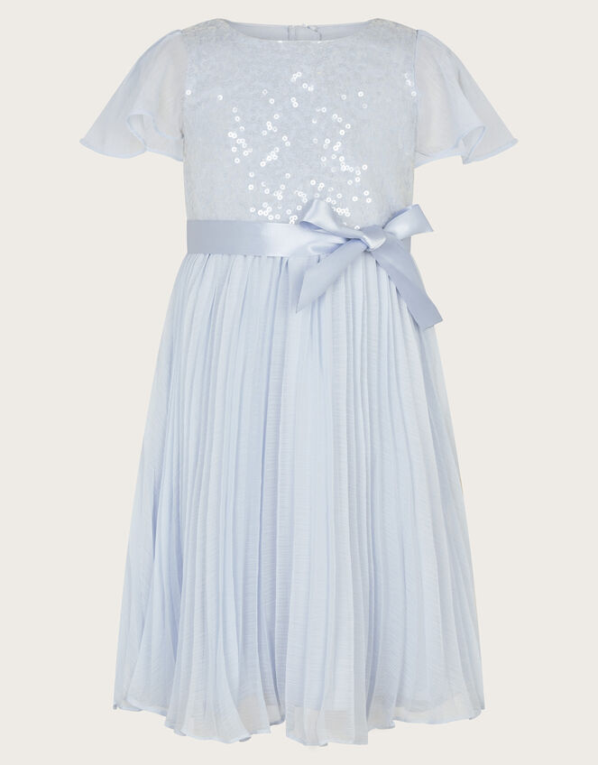 Angel Pleat Sequin Dress, Blue (PALE BLUE), large