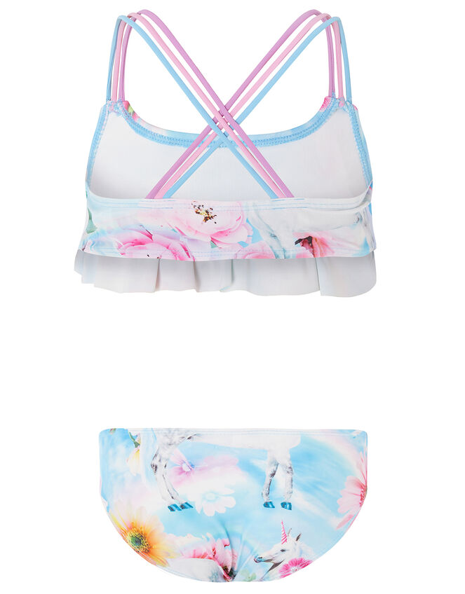 Unicorn Rainbow Frill Bikini Set, Blue (BLUE), large