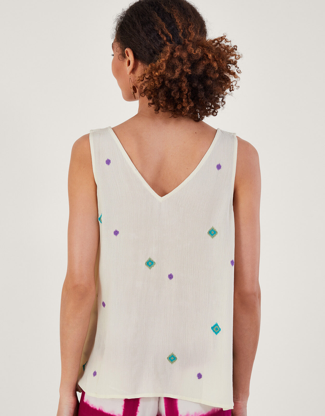 Sleeveless Embroidered Top White