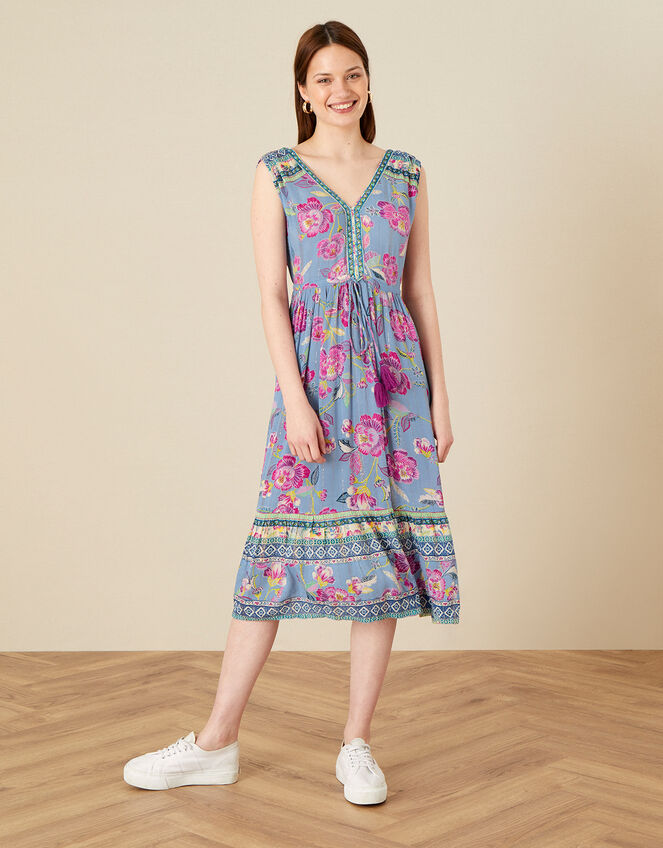 Kitty Floral Midi Dress, Blue (BLUE), large