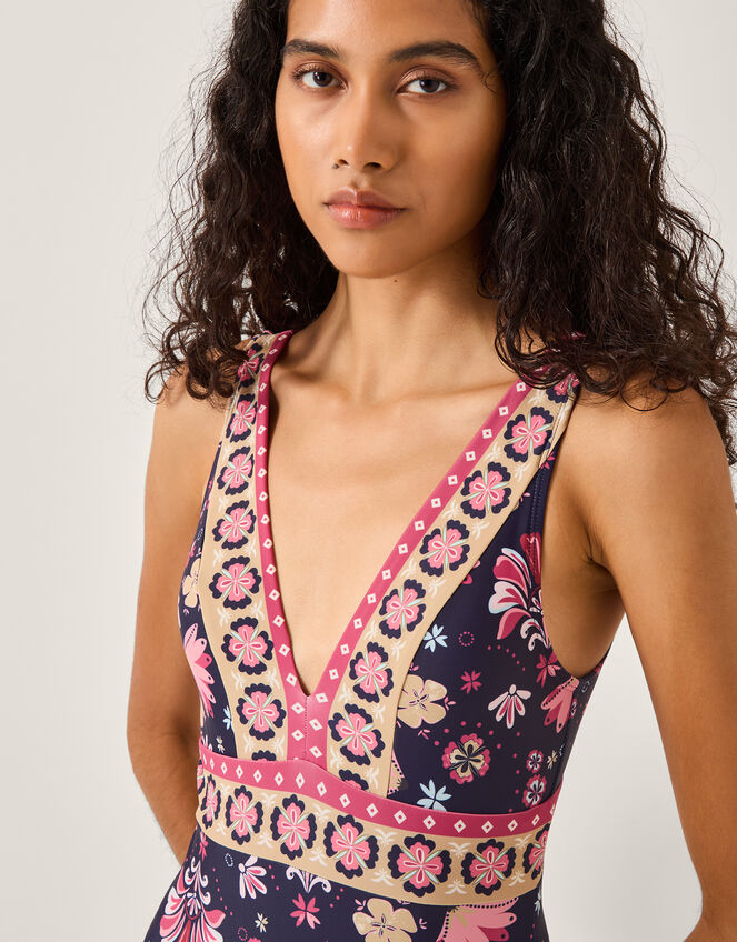 Abbie Floral Print Swimsuit, Blue (NAVY), large