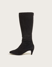 Long Slouch Suede Boots, Black (BLACK), large