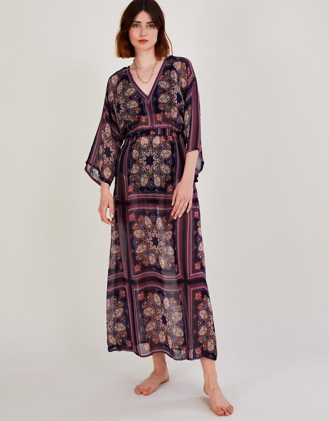 Medallion Print Maxi Kaftan, Blue (NAVY), large