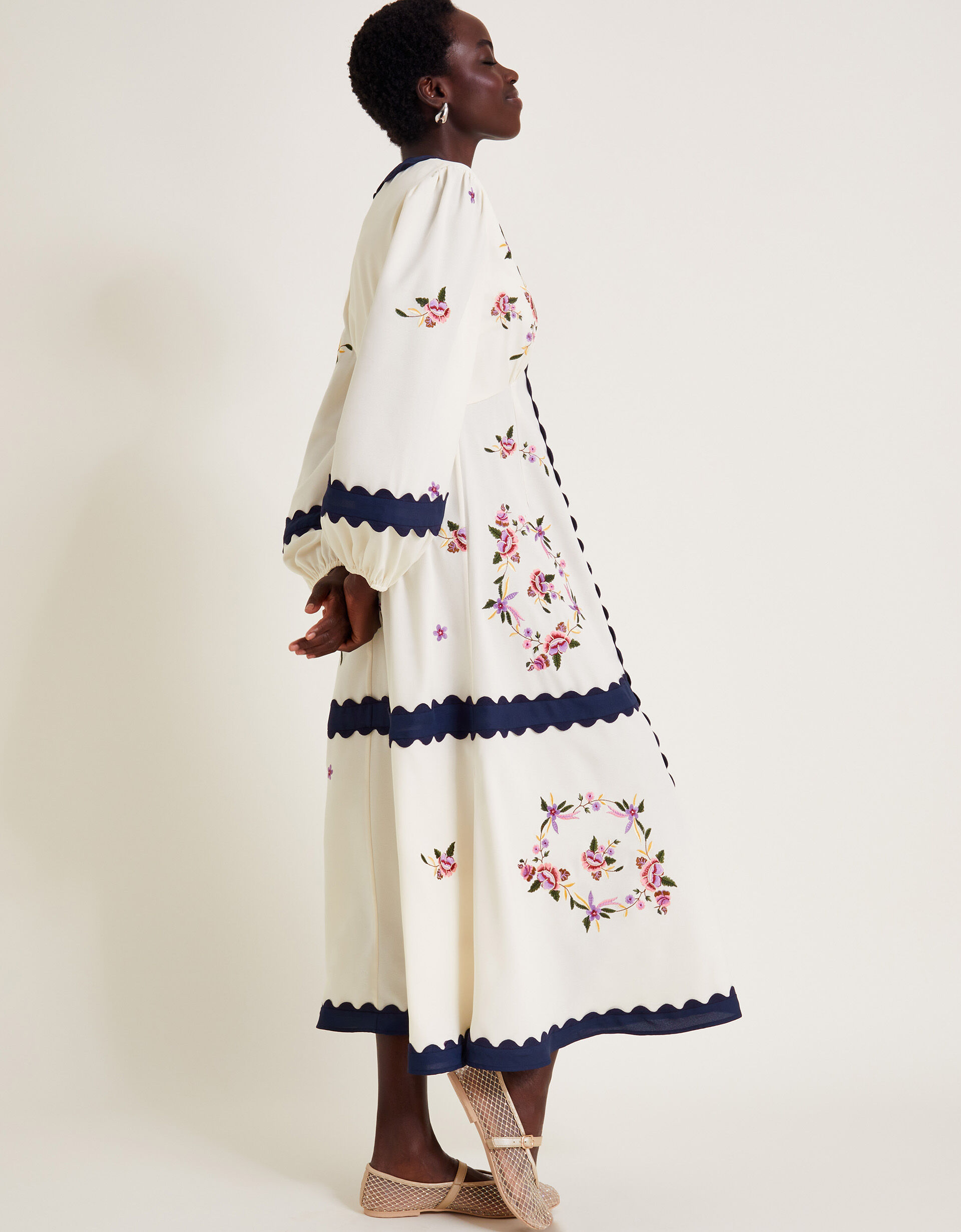 Emma Embroidered Dress Ivory