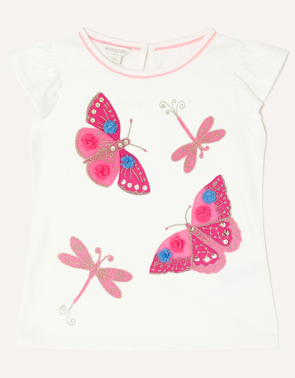 Dragonfly Embellished T-Shirt Ivory 