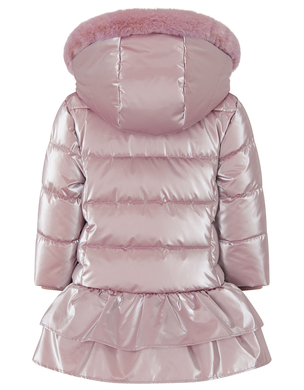 Metallic Frill Hooded Coat Pink