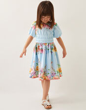 Floral Bunny Short Sleeve Dress, Blue (BLUE), large