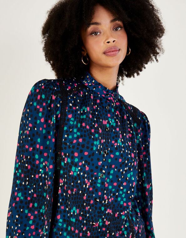 All-Over Foil Print Jersey Shirt, Teal (TEAL), large