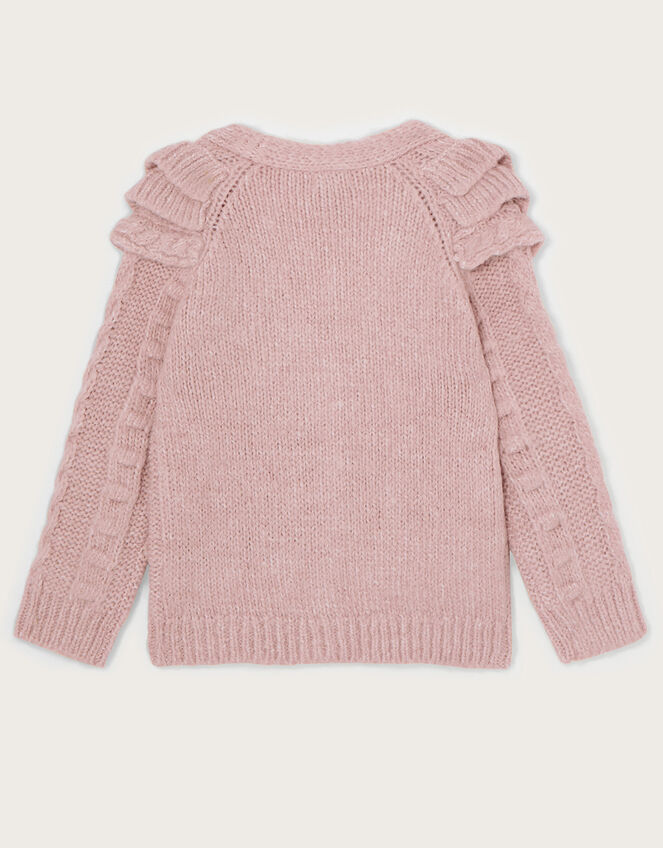 Cable Knit V-Neck Cardigan, Pink (PINK), large