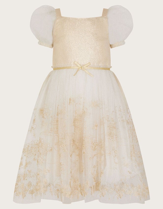 Land of Wonder Puff Sleeve Princess Steeple Dress, Natural (CHAMPAGNE), large