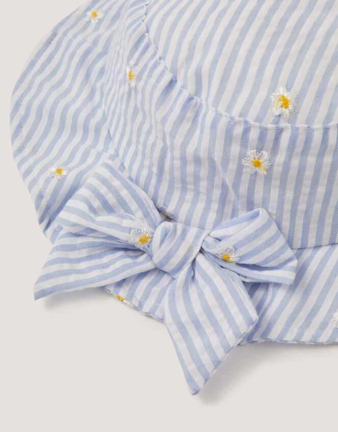 Baby Stripe Bow Bucket Hat, Blue (BLUE), large