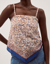 Ari Floral Scarf Bandeau Top, Blue (BLUE), large
