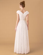 Laurie Lace and Tulle Bardot Bridal Dress, Ivory (IVORY), large