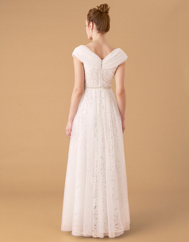 Laurie Lace and Tulle Bardot Bridal Dress, Ivory (IVORY), large