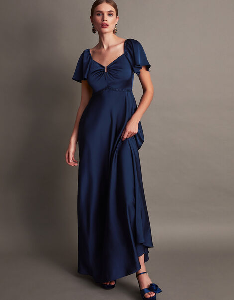 Savannah Satin Maxi Dress, Blue (NAVY), large